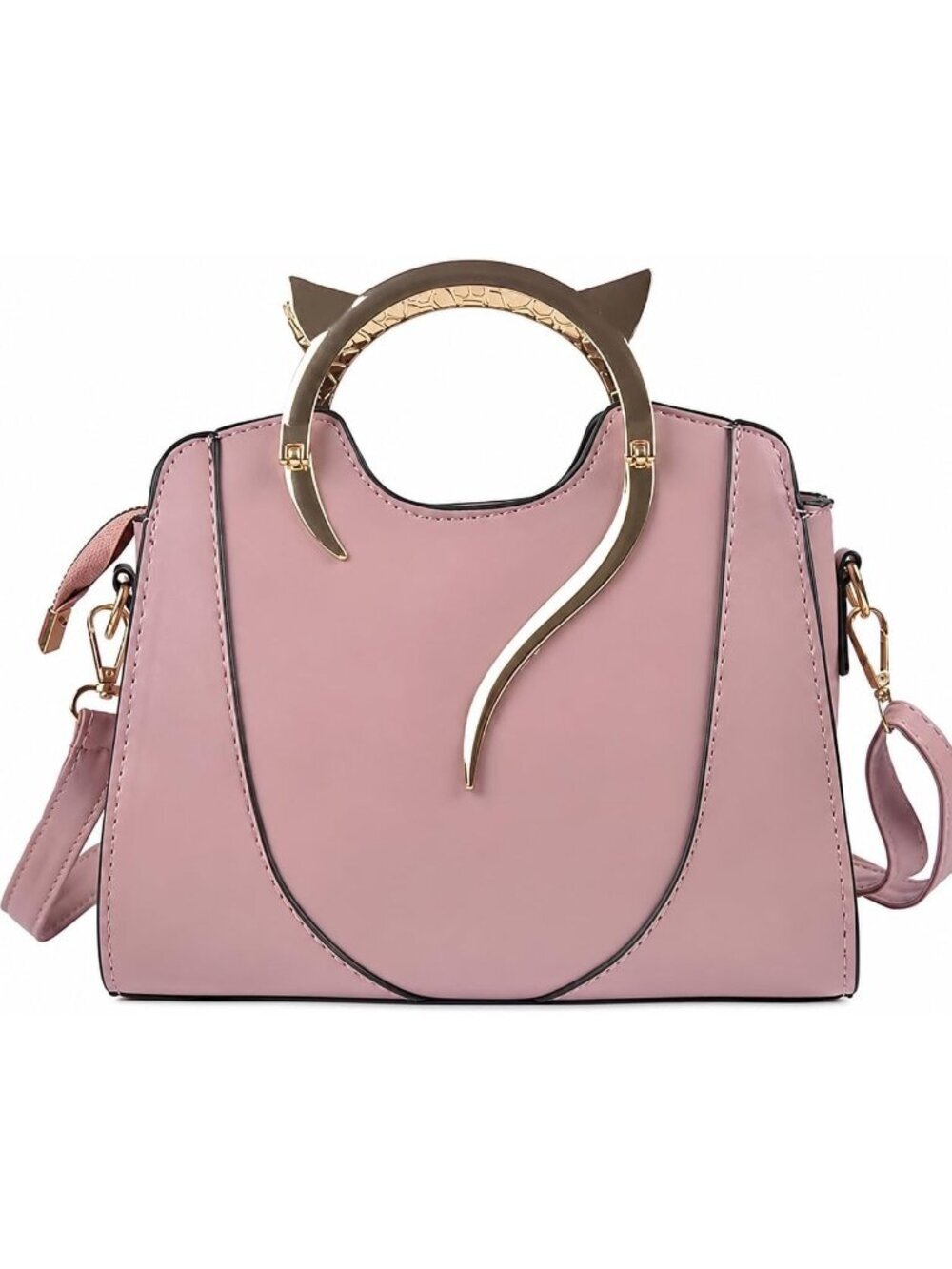 🎃Goth Cat Pink Top Handle Shoulder Bag Leather Gothic Handbag Crossbody Bag